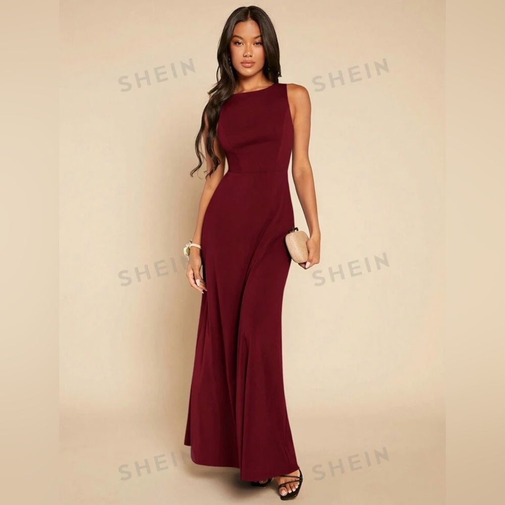 New Large Burgundy Maxi Dress